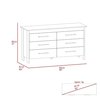 Tuhome Hms 6 Drawer Double Dresser, Four Legs, Superior Top, White CLB5980